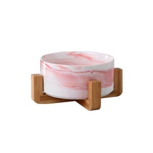 Single Ceramic Bowl with Wooden Stand