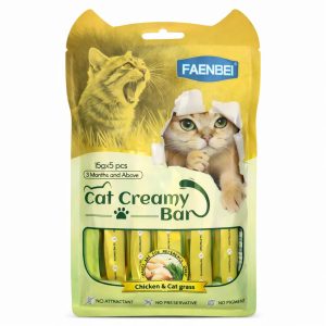 FAENBEI Cat Creamy Bar Chicken and Cat Grass 5x15g