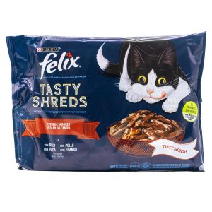 Purina Felix Tasty Shreds Chicken and Beef 4x85g