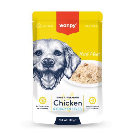 Wanpy Fillets in Jelly Chicken Liver Dogs 85g