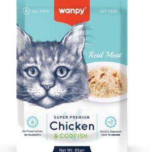 Wanpy Fillets in Jelly Chicken Codfish Cats 85g