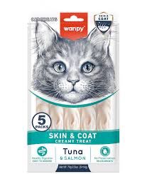 Wanpy Creamy Treat Tuna and Salmon Skin Coat 5x14g
