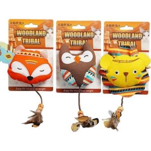 Woodland Tribal Cat Toy Wolf Face